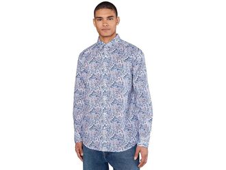 Johnston & Murphy Printed Cotton Shirt Mens Clothing Blue : 2XL