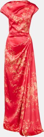 Erdem Draped floral duchess satin gown