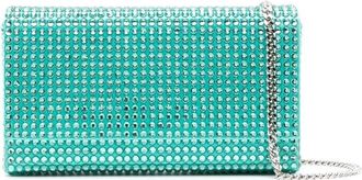 Amina Muaddi mini Paloma clutch bag - women - Fabric/glass - OS - Green
