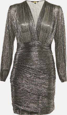 Maje Black Metallic Plunge Neck Mini Dress