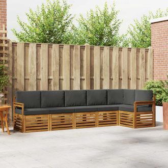 vidaXL Vidaxl Set Di Divani Da Esterno 6 Pz Naturale E Antracite Poliestere