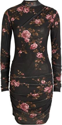 Reformation floral-pattern ruched dress - women - Fabric - S - Black