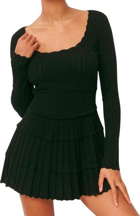 LoveShackFancy Lavender Stretch Pointelle Mini Dress In Black