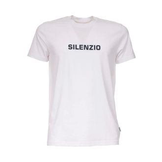 Aspesi T-Shirts, male, White, Size: S Cotton T-Shirt with Silenzio Print