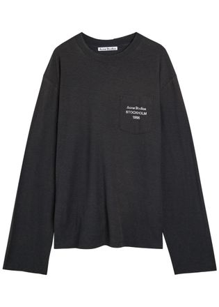 Acne Studios Logo Long Sleeve Cotton-blend T-shirt - Black - XL
