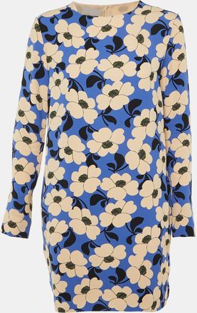 Sportmax Code Blue Floral Print Crepe Mini Dress