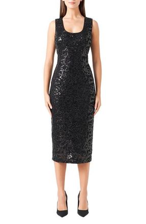 endless rose Sequin Lace Midi Dress in Black at Nordstrom, Size X-Small