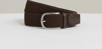Reiss Dark Brown Basket Weave Belt, 30