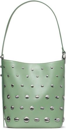 Kate Spade New York halo stud fine grain leather bucket bag in Crisp Sage at Nordstrom
