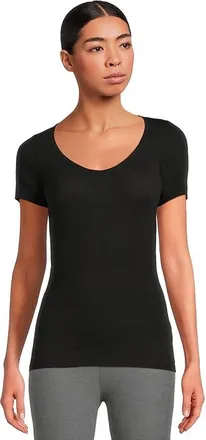 Icebreaker Siren Short Sleeve Sweetheart Womens Clothing Black : SM, Nylon/Wool/Elastane