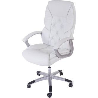 Hhg Poltrona sedia ufficio girevole regolabile L42 xxl ecopelle design moderno 77x68x116-125cm bianco