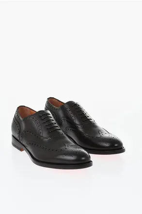 Santoni Leather Brogue Derby Shoes with Leather Sole size 44,5