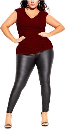 City Chic Womens Trendy Plus Size Ruched Top Size 14W