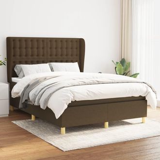 vidaXL Vidaxl - Cama Box Spring Con Colch&oacute;n Tela Marr&oacute;n Oscuro 140x200 Cm