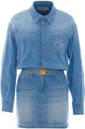 Elisabetta Franchi Blue Denim Dress