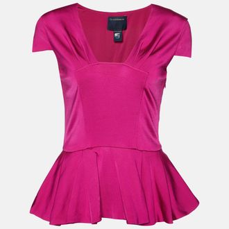 Roberto Cavalli Pink Jersey Peplum Top