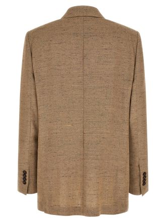 Dolce & Gabbana Double-Breasted Linen Tweed Blazer - Beige