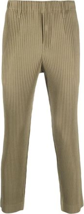 Issey Miyake Stijlvolle Broeken voor Mannen en Vrouwen - Dames - Straight fit broeken - Groen - L - Polyester - Broeken