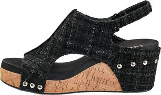 Corkys Footwear Womens Carley Wedge Heel Sandal In Black Tweed