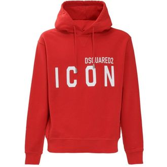 Dsquared2 Mens Cool Fit Large Icon Logo Dark Red Hoodie Cotton - Size X-Small