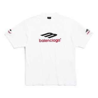 Balenciaga 3b Sports Icon T-shirt White Black Red 764235TPVD79065