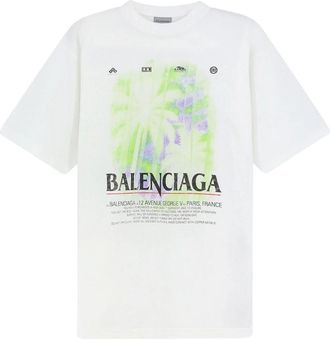 Balenciaga Tops, Dames, Wit, XS, Katoen, The Window Medium Fit T-shirt