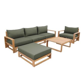 Sweeek Conjunto de muebles de jard&iacute;n en madera, 5 plazas