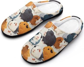 Generic Guinea Pigs Mens Cozy Cotton Slippers with Memory Foam Lightweight Anti-skid House Shoes for Indoor Outdoor