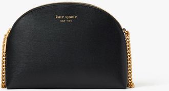 Kate Spade New York Womens Morgan Double-Zip Dome Crossbody - Black Leather - One Size
