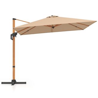 Costway Costway 297cm Patio Cantilever Umbrella Square Double-Top Offset Umbrella in Beige