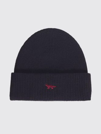 Maison Kitsun&eacute; Chillax Fox Embroidered Logo Beanie in Pure Wool