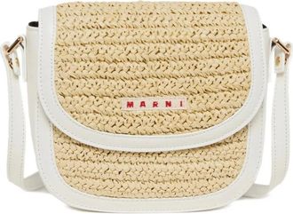 Marni Cross Body Bags, female, White, Size: ONE SIZE Raffia Effect Smile Bag
