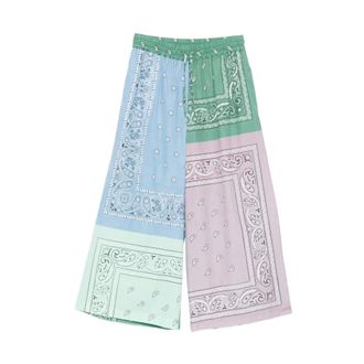 Max Mara Wide Trousers, female, Multicolor, Size: XS Printed Cotton Poplin Trousers