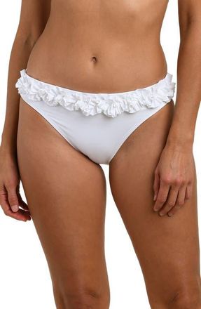 La Blanca Island Goddess Ruffle Bikini Bottoms in White at Nordstrom, Size 14