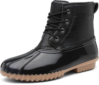 Pangolin Womens Waterproof Duck Boots, Ladies Ankle Snow Boots with Non-Slip Rubber Sole, Walking Boots for Outdoor, Dog Walking & Everyday Wear Black 5.5UK