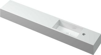 Bernacchini Nice Time Fonteinplateau - 120x20x10cm - wasbak rechts - 1 kraangat - rechthoekige kom - polystone wit glans