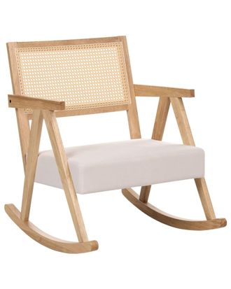 Beliani Mecedora madera marr&oacute;n claro beige claro