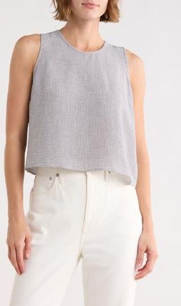 Renee C Stripe Sleeveless Cotton Top in Black at Nordstrom Rack, Size X-Small