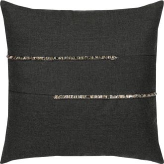 Elaine Smith Micro Fringe Square Indoor & Outdoor Square Woven Accent Pillow with chenille accents in Carbon at Nordstrom, Size 20X20