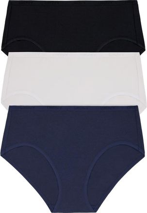 DKNY Cotton Blend Assorted 3-Pack Briefs in Black/White/Naval at Nordstrom, Size X-Large