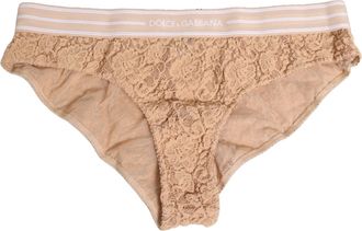Dolce & Gabbana Womens Beige Lace Nylon High Waist Panty Underwear Clothing