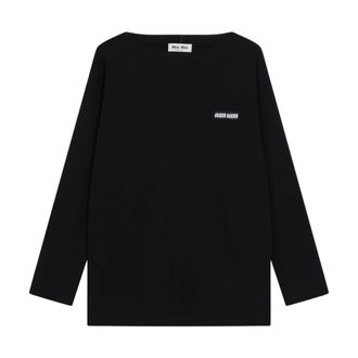 Miu Miu Wol trui met logo - Dames - Truien - Zwart - Maat: M Wol