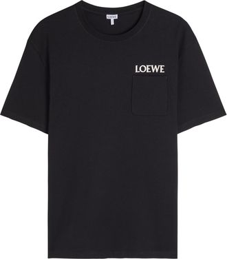 Loewe Logo-embroidered Stretch-cotton T-shirt - Black - XL