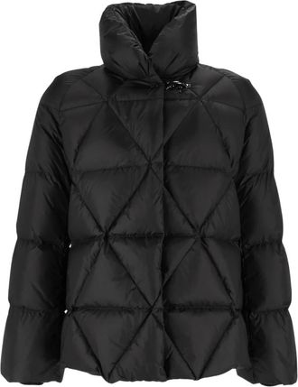 Fay Down Cape Raglan Argyle + Gancio - Jackets - Mujer - Negro - M