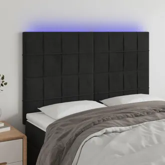 vidaXL Cabecero Con Luces Led Terciopelo Negro 144x5x118/128 Cm Vidaxl