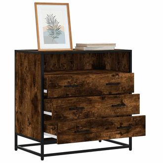Berkfield Home Drawer Cabinet Smoked Oak 70x41x70 cm Engineered Wood in Brown | Size: 70 x 41 x 70 cm
