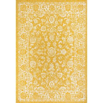 Jonathan Y Designs Tela Bohemian Textured Weave Floral Indoor/Outdoor Area Rug in Yellow/cream at Nordstrom, Size 3Ft 0In X 5Ft 0In