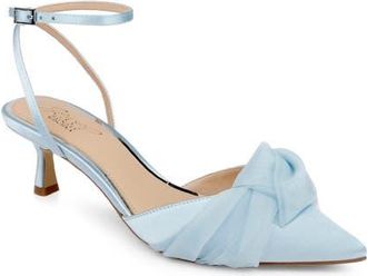 Badgley Mischka Favor Ankle Strap Pointed Toe Kitten Heel Pump in Sky Blue at Nordstrom, Size 7.5