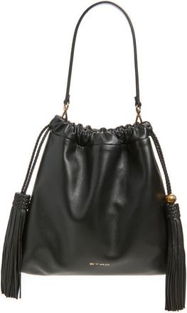 Etro Medium Kalispera Tassel Leather Shoulder Bag in Black at Nordstrom