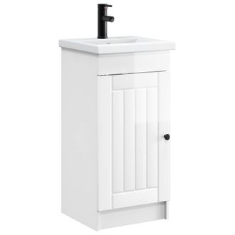 vidaXL Vanidad De Ba&ntilde;o Con Lavabo Blanco Brillante 42 X 40 X 84,5 Cm Vidaxl